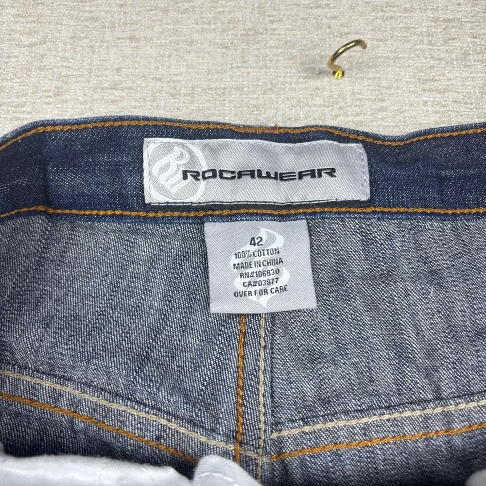 Rocawear Mens Baggy Studio C Jeans Dark Wash Y2K Loose Fit Denim 42x32